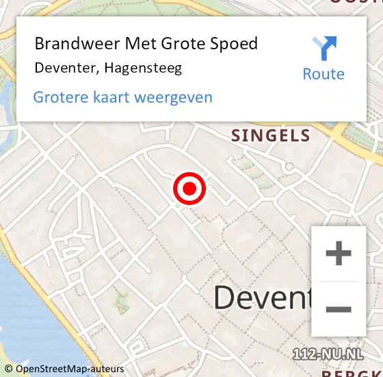 Locatie op kaart van de 112 melding: Brandweer Met Grote Spoed Naar Deventer, Hagensteeg op 25 februari 2017 22:30