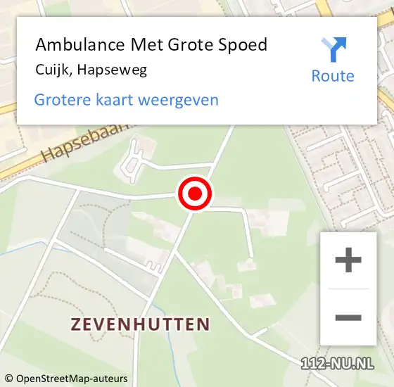 Locatie op kaart van de 112 melding: Ambulance Met Grote Spoed Naar Cuijk, Hapseweg op 25 februari 2017 22:39