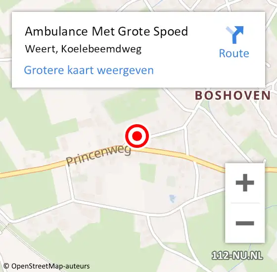 Locatie op kaart van de 112 melding: Ambulance Met Grote Spoed Naar Weert, Koelebeemdweg op 12 januari 2014 10:40