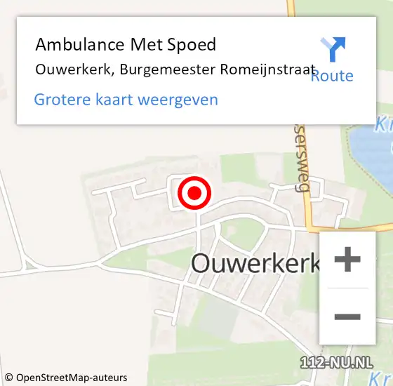 Locatie op kaart van de 112 melding: Ambulance Met Spoed Naar Ouwerkerk, Burgemeester Romeijnstraat op 25 februari 2017 23:07