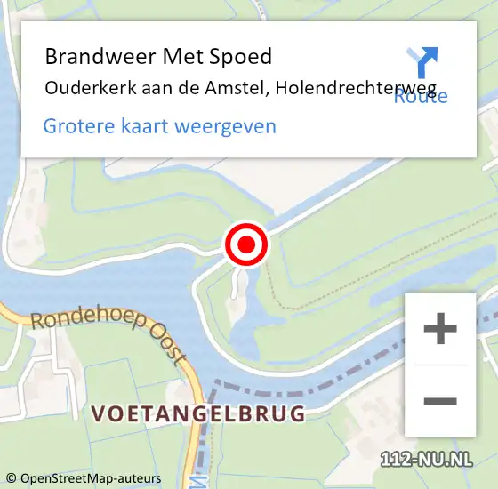 Locatie op kaart van de 112 melding: Brandweer Met Spoed Naar Ouderkerk aan de Amstel, Holendrechterweg op 25 februari 2017 23:22