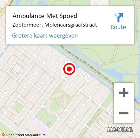 Locatie op kaart van de 112 melding: Ambulance Met Spoed Naar Zoetermeer, Molenaarsgraafstraat op 26 februari 2017 00:57