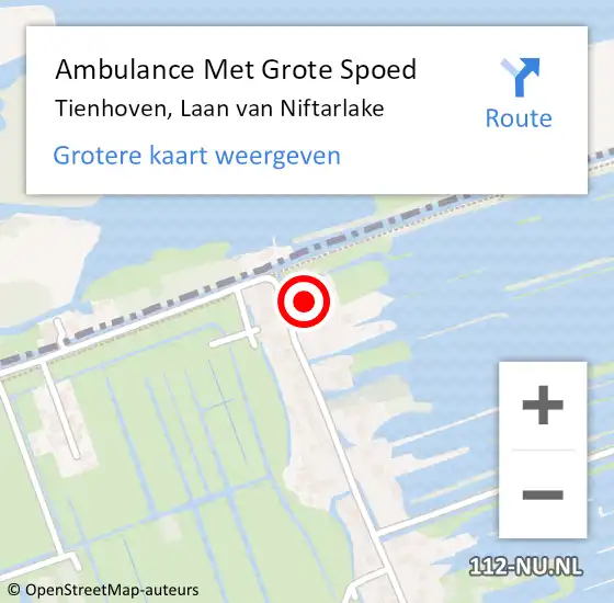 Locatie op kaart van de 112 melding: Ambulance Met Grote Spoed Naar Tienhoven, Laan van Niftarlake op 26 februari 2017 03:41