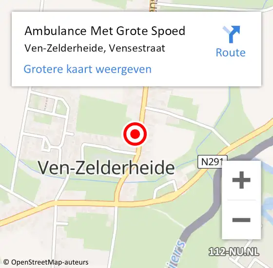 Locatie op kaart van de 112 melding: Ambulance Met Grote Spoed Naar Ven-Zelderheide, Vensestraat op 26 februari 2017 03:56