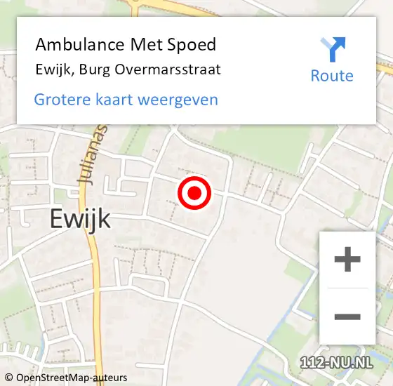 Locatie op kaart van de 112 melding: Ambulance Met Spoed Naar Ewijk, Burg Overmarsstraat op 26 februari 2017 04:50