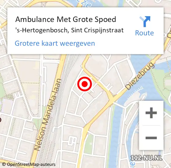 Locatie op kaart van de 112 melding: Ambulance Met Grote Spoed Naar 's-Hertogenbosch, Sint Crispijnstraat op 26 februari 2017 05:45