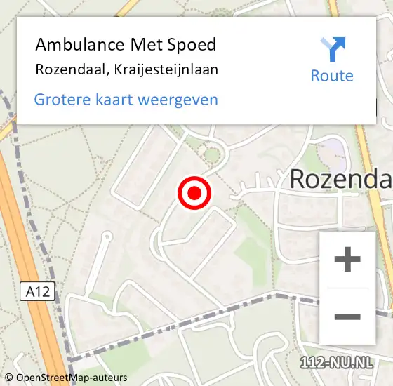 Locatie op kaart van de 112 melding: Ambulance Met Spoed Naar Rozendaal, Kraijesteijnlaan op 26 februari 2017 07:26