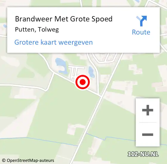 Locatie op kaart van de 112 melding: Brandweer Met Grote Spoed Naar Putten, Tolweg op 26 februari 2017 07:37