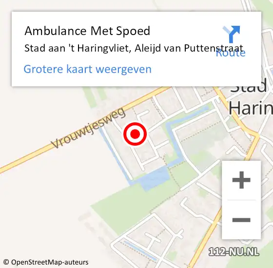 Locatie op kaart van de 112 melding: Ambulance Met Spoed Naar Stad aan 't Haringvliet, Aleijd van Puttenstraat op 26 februari 2017 07:40