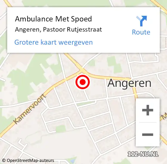 Locatie op kaart van de 112 melding: Ambulance Met Spoed Naar Angeren, Pastoor Rutjesstraat op 26 februari 2017 07:43