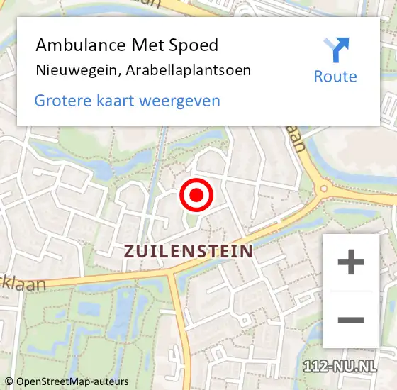 Locatie op kaart van de 112 melding: Ambulance Met Spoed Naar Nieuwegein, Arabellaplantsoen op 26 februari 2017 08:09