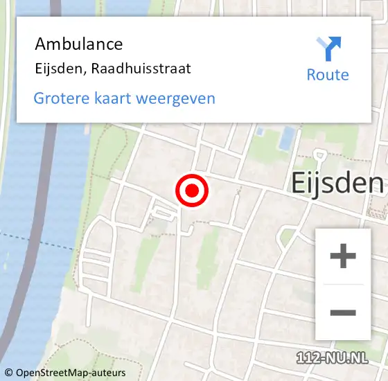 Locatie op kaart van de 112 melding: Ambulance Eijsden, Raadhuisstraat op 26 februari 2017 08:31