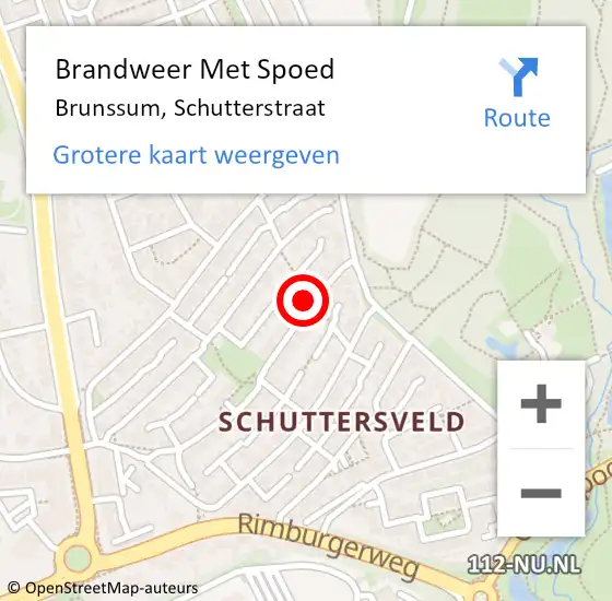 Locatie op kaart van de 112 melding: Brandweer Met Spoed Naar Brunssum, Schutterstraat op 26 februari 2017 10:10