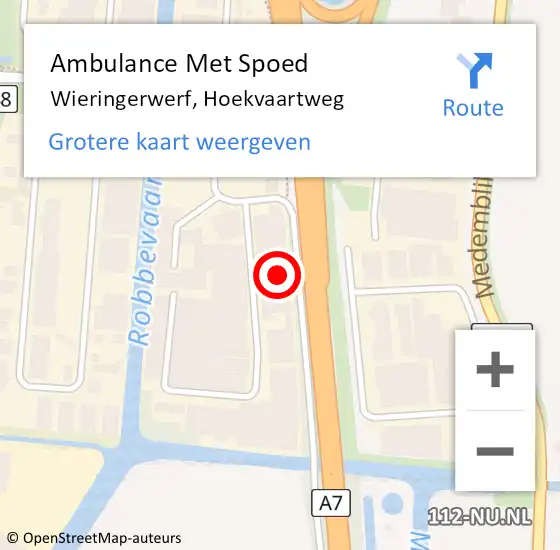 Locatie op kaart van de 112 melding: Ambulance Met Spoed Naar Wieringerwerf, Hoekvaartweg op 26 februari 2017 10:23