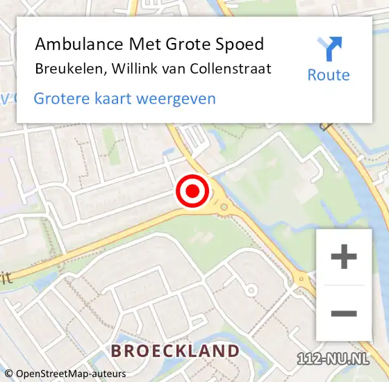 Locatie op kaart van de 112 melding: Ambulance Met Grote Spoed Naar Breukelen, Willink van Collenstraat op 26 februari 2017 11:10