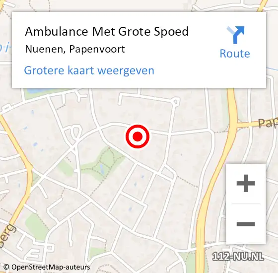 Locatie op kaart van de 112 melding: Ambulance Met Grote Spoed Naar Nuenen, Papenvoort op 26 februari 2017 11:40