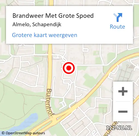 Locatie op kaart van de 112 melding: Brandweer Met Grote Spoed Naar Almelo, Schapendijk op 26 februari 2017 11:55