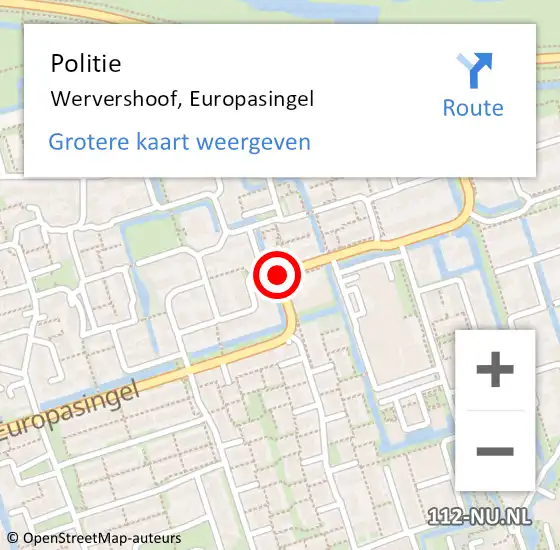 Locatie op kaart van de 112 melding: Politie Wervershoof, Europasingel op 26 februari 2017 12:59