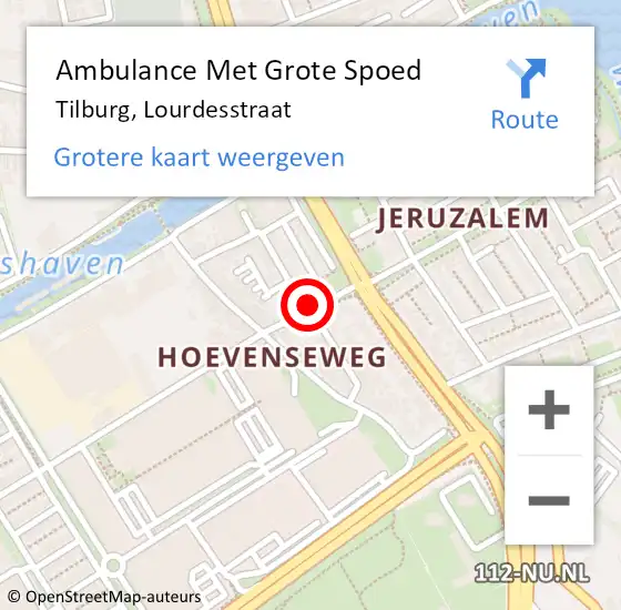 Locatie op kaart van de 112 melding: Ambulance Met Grote Spoed Naar Tilburg, Lourdesstraat op 26 februari 2017 14:19