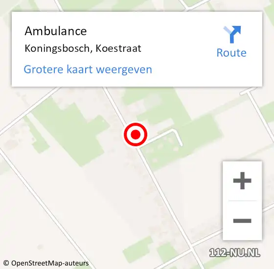 Locatie op kaart van de 112 melding: Ambulance Koningsbosch, Koestraat op 12 januari 2014 11:46