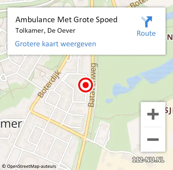 Locatie op kaart van de 112 melding: Ambulance Met Grote Spoed Naar Tolkamer, De Oever op 26 februari 2017 14:31