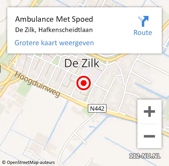 Locatie op kaart van de 112 melding: Ambulance Met Spoed Naar De Zilk, Hafkenscheidtlaan op 26 februari 2017 14:39