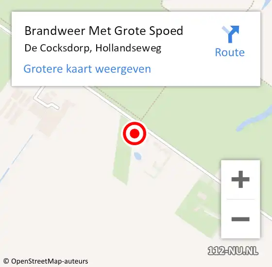 Locatie op kaart van de 112 melding: Brandweer Met Grote Spoed Naar De Cocksdorp, Hollandseweg op 26 februari 2017 14:41