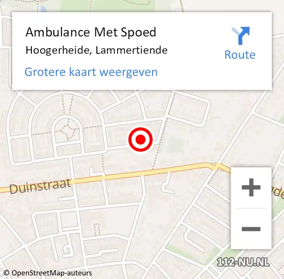 Locatie op kaart van de 112 melding: Ambulance Met Spoed Naar Hoogerheide, Lammertiende op 26 februari 2017 14:51