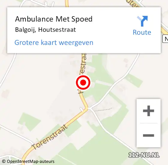 Locatie op kaart van de 112 melding: Ambulance Met Spoed Naar Balgoij, Houtsestraat op 26 februari 2017 15:06