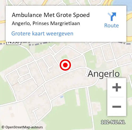 Locatie op kaart van de 112 melding: Ambulance Met Grote Spoed Naar Angerlo, Prinses Margrietlaan op 26 februari 2017 15:42