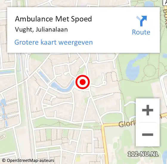 Locatie op kaart van de 112 melding: Ambulance Met Spoed Naar Vught, Julianalaan op 26 februari 2017 16:59