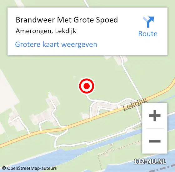 Locatie op kaart van de 112 melding: Brandweer Met Grote Spoed Naar Amerongen, Lekdijk op 26 februari 2017 17:00