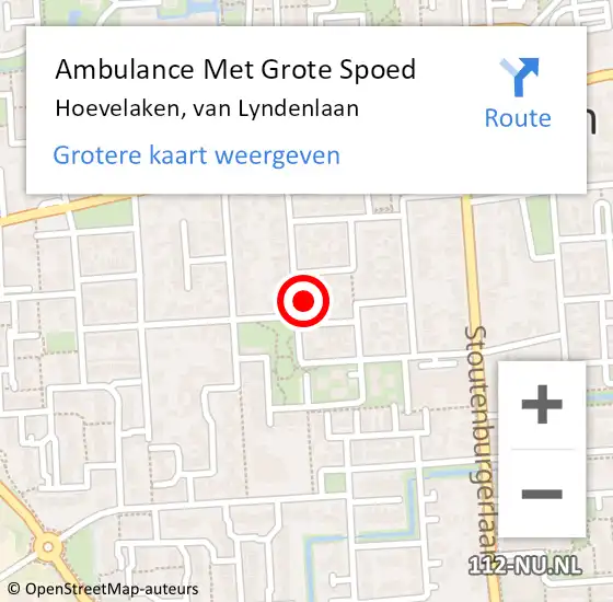 Locatie op kaart van de 112 melding: Ambulance Met Grote Spoed Naar Hoevelaken, van Lyndenlaan op 26 februari 2017 17:04