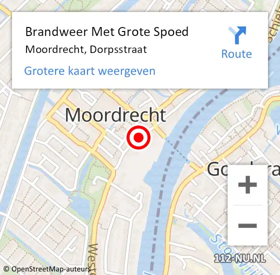 Locatie op kaart van de 112 melding: Brandweer Met Grote Spoed Naar Moordrecht, Dorpsstraat op 26 februari 2017 17:06