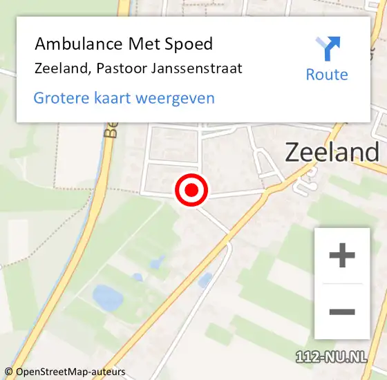 Locatie op kaart van de 112 melding: Ambulance Met Spoed Naar Zeeland, Pastoor Janssenstraat op 26 februari 2017 17:08