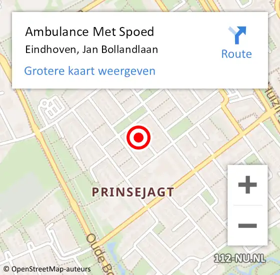 Locatie op kaart van de 112 melding: Ambulance Met Spoed Naar Eindhoven, Jan Bollandlaan op 26 februari 2017 17:09