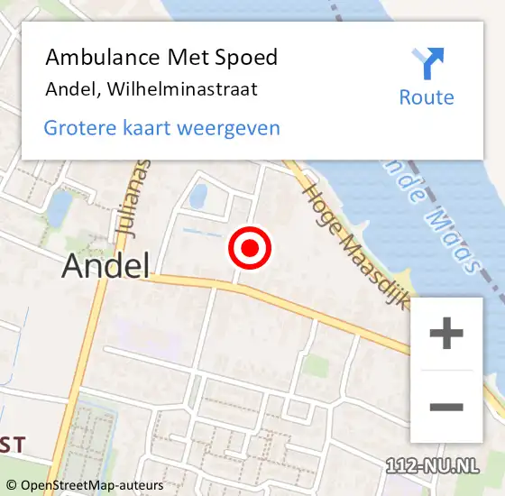 Locatie op kaart van de 112 melding: Ambulance Met Spoed Naar Andel, Wilhelminastraat op 26 februari 2017 17:55