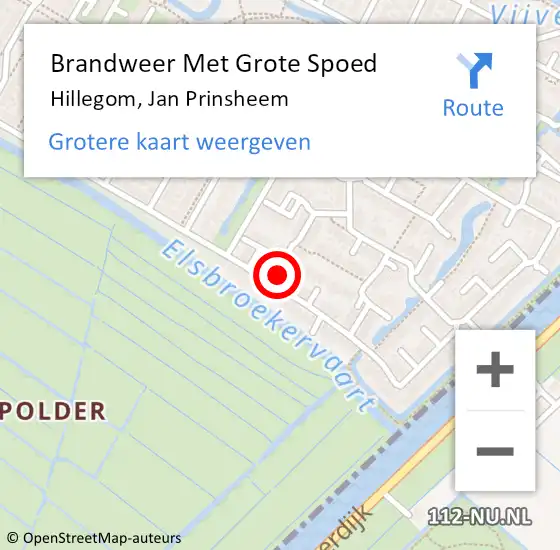 Locatie op kaart van de 112 melding: Brandweer Met Grote Spoed Naar Hillegom, Jan Prinsheem op 26 februari 2017 17:59