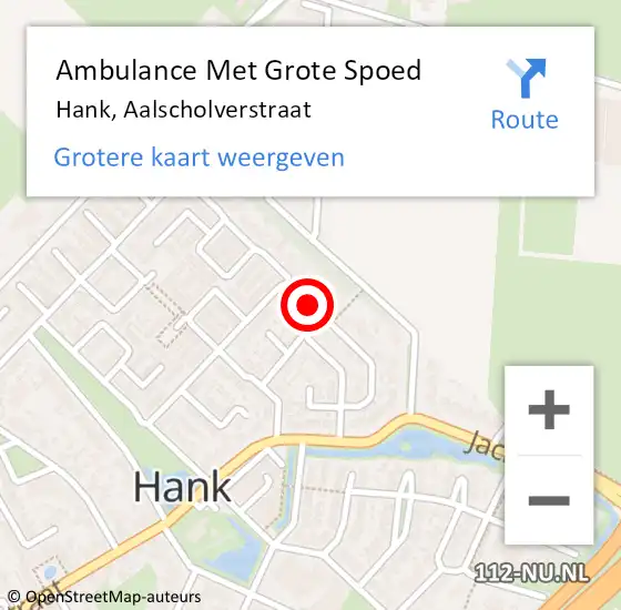 Locatie op kaart van de 112 melding: Ambulance Met Grote Spoed Naar Hank, Aalscholverstraat op 26 februari 2017 18:03