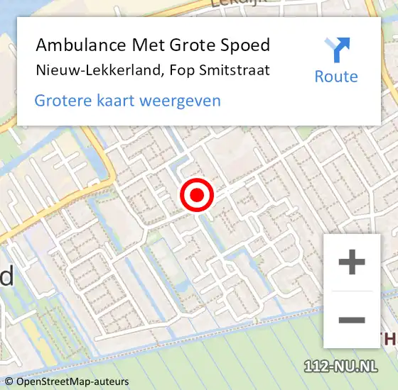 Locatie op kaart van de 112 melding: Ambulance Met Grote Spoed Naar Nieuw-Lekkerland, Fop Smitstraat op 26 februari 2017 18:16