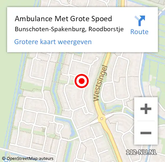 Locatie op kaart van de 112 melding: Ambulance Met Grote Spoed Naar Bunschoten-Spakenburg, Roodborstje op 26 februari 2017 18:30