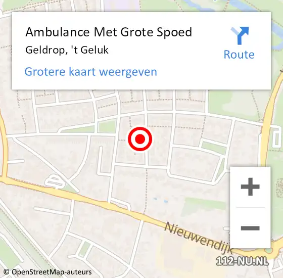 Locatie op kaart van de 112 melding: Ambulance Met Grote Spoed Naar Geldrop, 't Geluk op 26 februari 2017 18:36