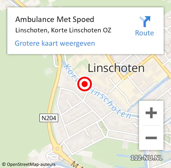 Locatie op kaart van de 112 melding: Ambulance Met Spoed Naar Linschoten, Korte Linschoten OZ op 12 januari 2014 12:10