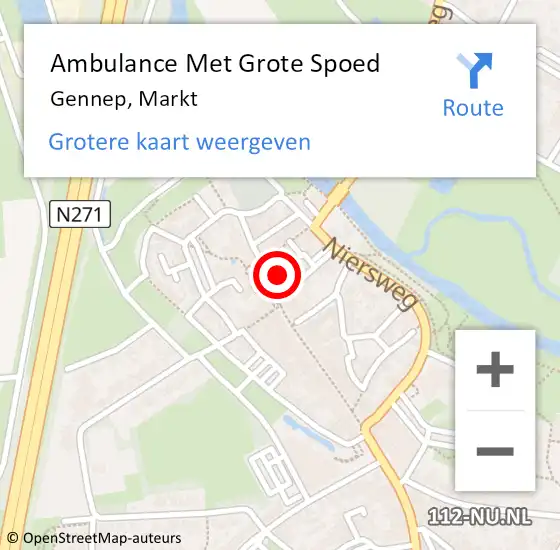 Locatie op kaart van de 112 melding: Ambulance Met Grote Spoed Naar Gennep, Markt op 26 februari 2017 18:54