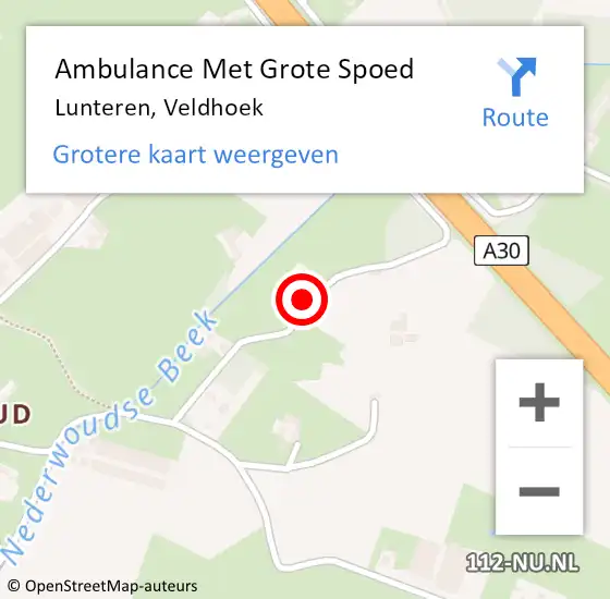 Locatie op kaart van de 112 melding: Ambulance Met Grote Spoed Naar Lunteren, Veldhoek op 26 februari 2017 19:17