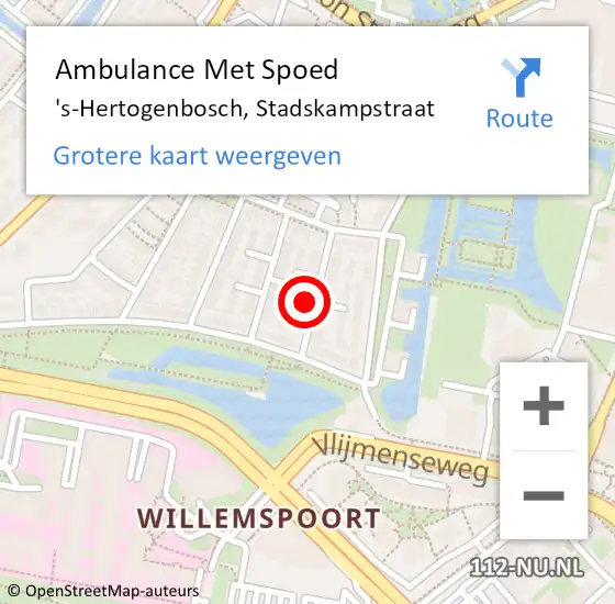 Locatie op kaart van de 112 melding: Ambulance Met Spoed Naar 's-Hertogenbosch, Stadskampstraat op 26 februari 2017 19:56