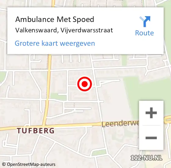 Locatie op kaart van de 112 melding: Ambulance Met Spoed Naar Valkenswaard, Vijverdwarsstraat op 26 februari 2017 20:16