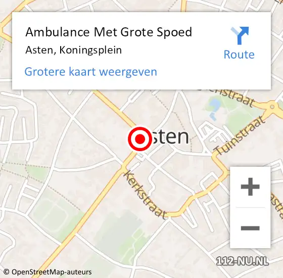 Locatie op kaart van de 112 melding: Ambulance Met Grote Spoed Naar Asten, Koningsplein op 26 februari 2017 21:05