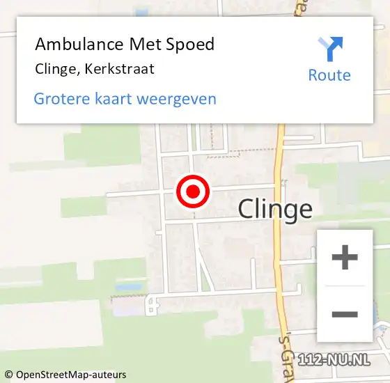 Locatie op kaart van de 112 melding: Ambulance Met Spoed Naar Clinge, Kerkstraat op 26 februari 2017 21:07