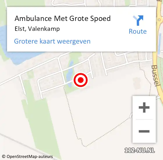 Locatie op kaart van de 112 melding: Ambulance Met Grote Spoed Naar Elst, Valenkamp op 26 februari 2017 21:07